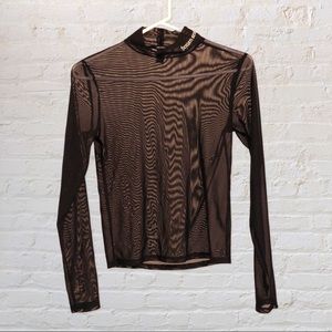 FOREVER 21 black mesh long sleeve turtleneck